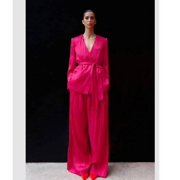 NEW! Zara | Double Breasted Belted Blazer in Fuchsia Pink (Large) - Picture 11 of 11